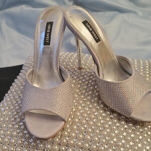 Nine West Shimmering Silver Heels